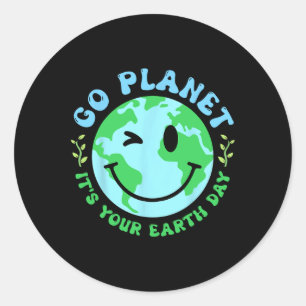 Groovy Go Planet Its Your Earth Day Environment Ki Classic Round Sticker