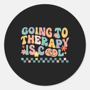 Groovy Going To The Therapy Is Cool Mental Health Classic Round Sticker