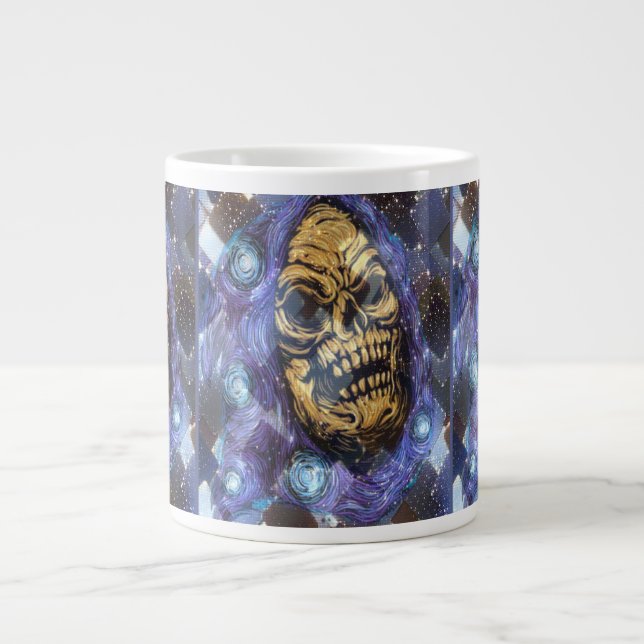 groovy golden skull large coffee mug (Front)