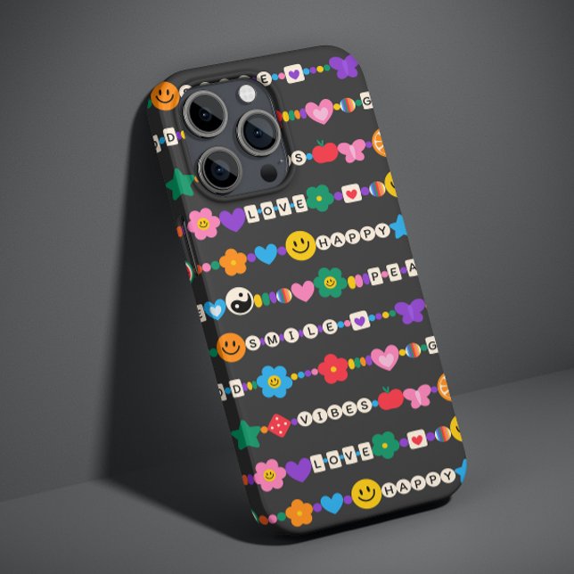 Groovy Good Vibes Love Smile Retro Beads Case-Mate iPhone Case (Creator Uploaded)