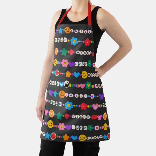Groovy Good Vibes Retro Kitchen Gift Apron (Insitu)