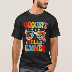 Groovy Goodbye 1st Grade Graduation Hello Summer K T-Shirt
