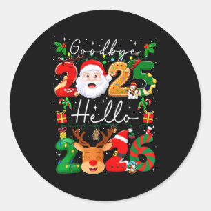 Groovy Goodbye 2025 Hello 2026 Happy New Years Eve Classic Round Sticker