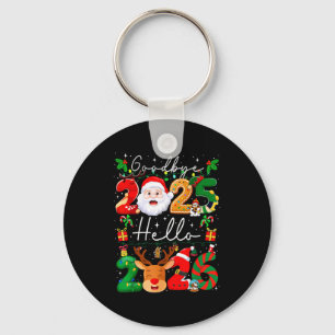 Groovy Goodbye 2025 Hello 2026 Happy New Years Eve Key Ring