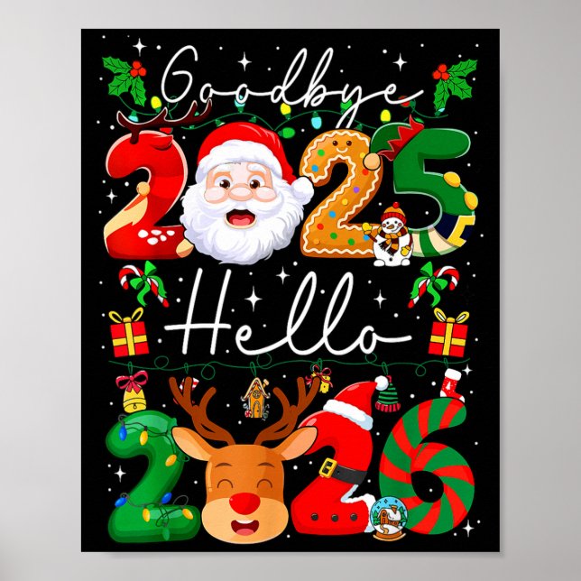 Groovy Goodbye 2025 Hello 2026 Happy New Years Eve Poster (Front)
