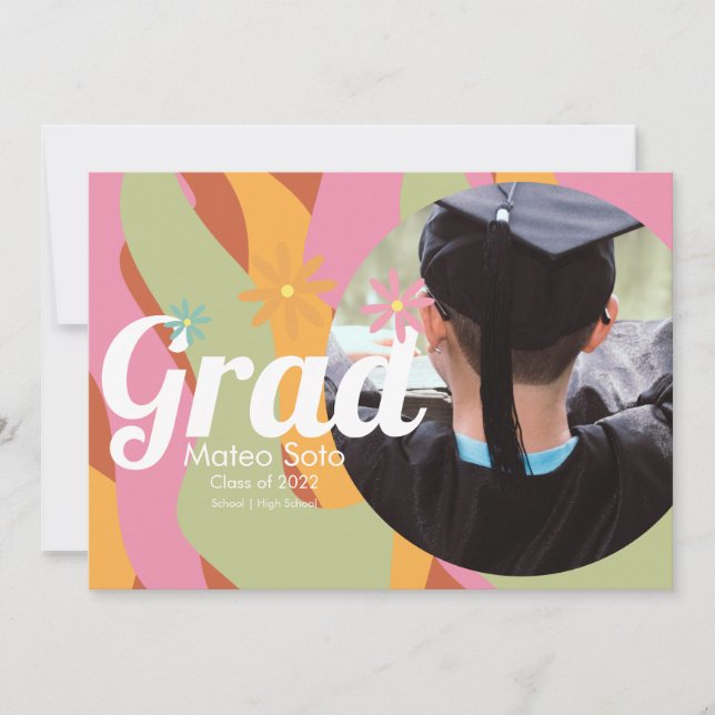 Groovy Graduation Photo Bold  Invitation (Front)