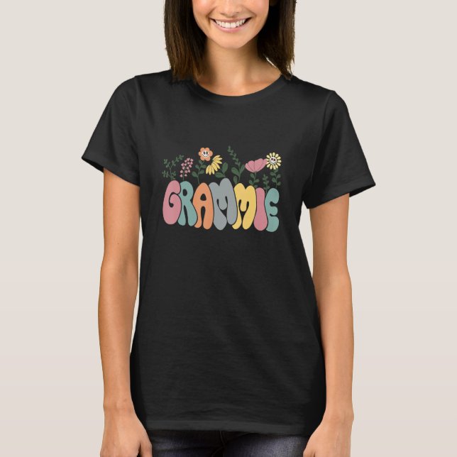 Groovy Grammie Flower Retro Grandma Happy Groovy F T-Shirt (Front)