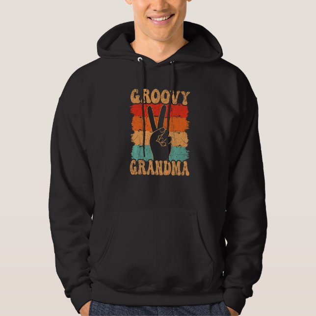Groovy Grandma 70s Aesthetic Nostalgia 1970's Retr Hoodie (Front)