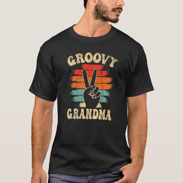 Groovy Grandma 70s Aesthetic Nostalgia 1970's Retr T-Shirt (Front)