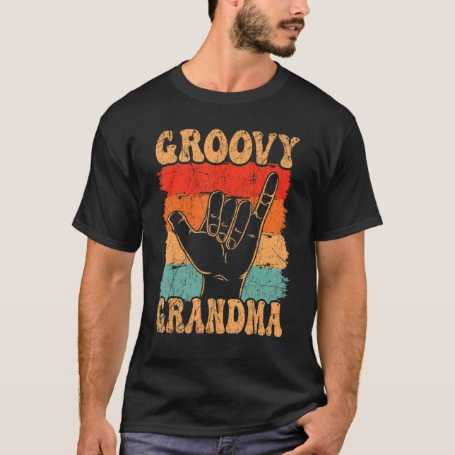 Groovy Grandma 70s Aesthetic Nostalgia 1970's Retr T-Shirt (Front)