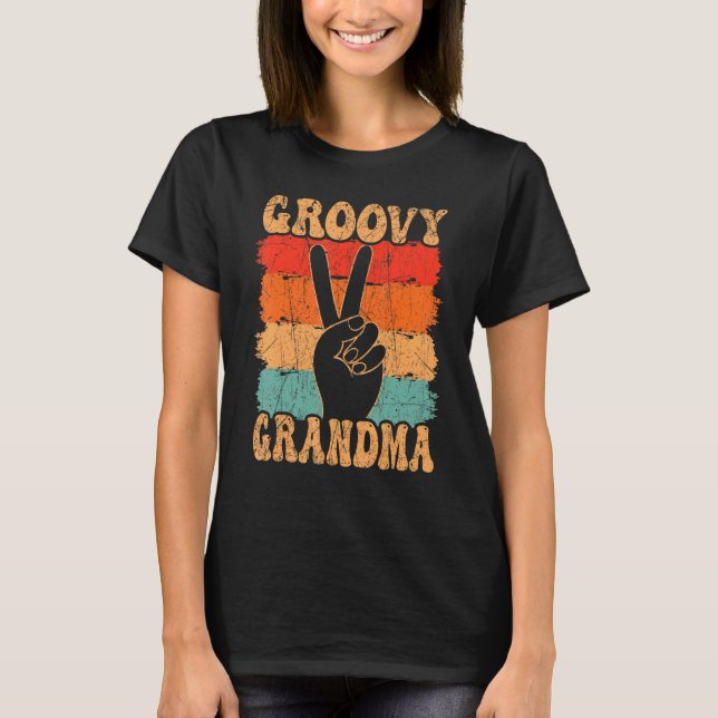 Groovy Grandma 70s Aesthetic Nostalgia 1970's Retr T-Shirt (Front)
