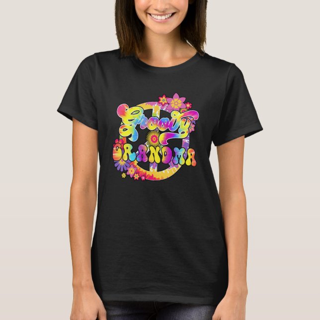 Groovy Grandma Matching Family Baby Shower Hippie  T-Shirt (Front)