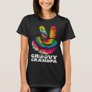 Groovy Grandpa Hand Peace Sign Hippie Tie Dye T-Shirt