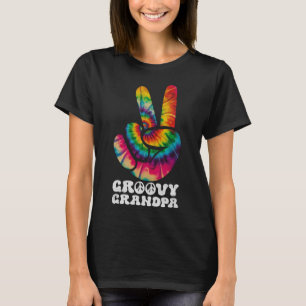 Groovy Grandpa Hand Peace Sign Hippie Tie Dye T-Shirt