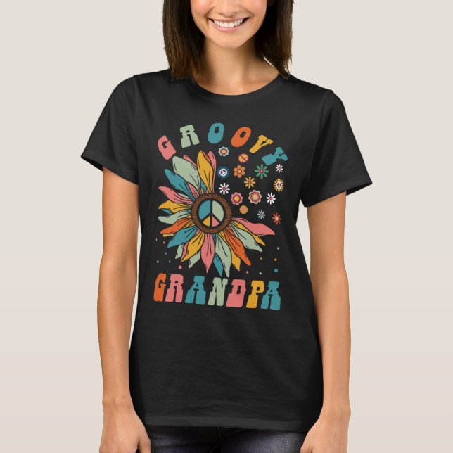 Groovy Grandpa Hippie Peace Sign Tie Dye Father's  T-Shirt (Front)