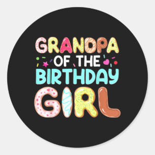 Groovy Grandpa Of The Birthday Girl Cute Do Family Classic Round Sticker