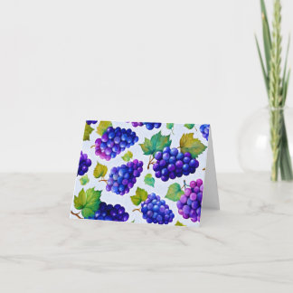 Groovy grapes colourful watercolor fruit art thank you card