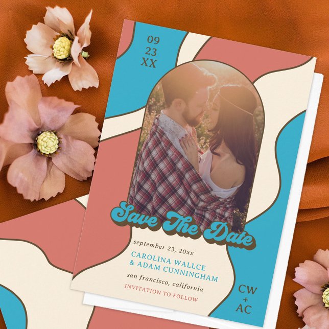 Groovy Graphic Art 70s Retro Save The Date (Creator Uploaded)