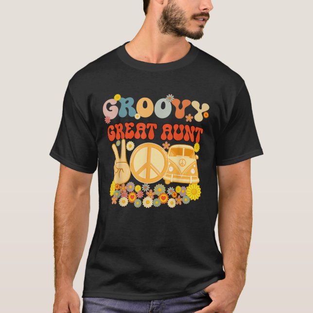 Groovy Great Aunt Retro Matching Family Baby Showe T-Shirt (Front)