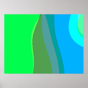 Groovy Green And Blue Abstract Art 305 Poster