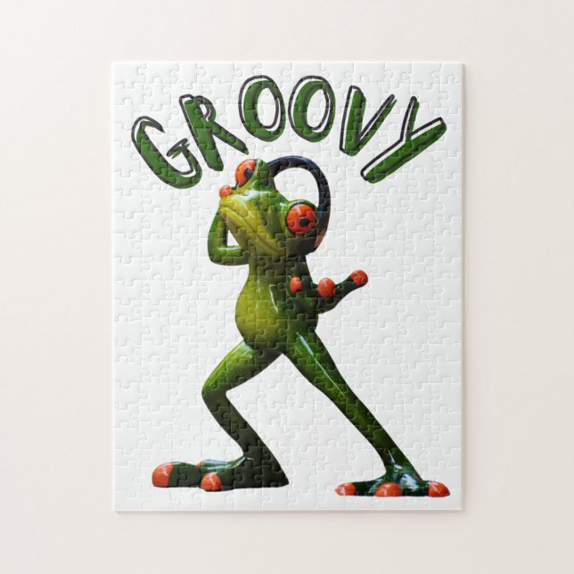 Groovy Green Frog Jigsaw Puzzle (Vertical)