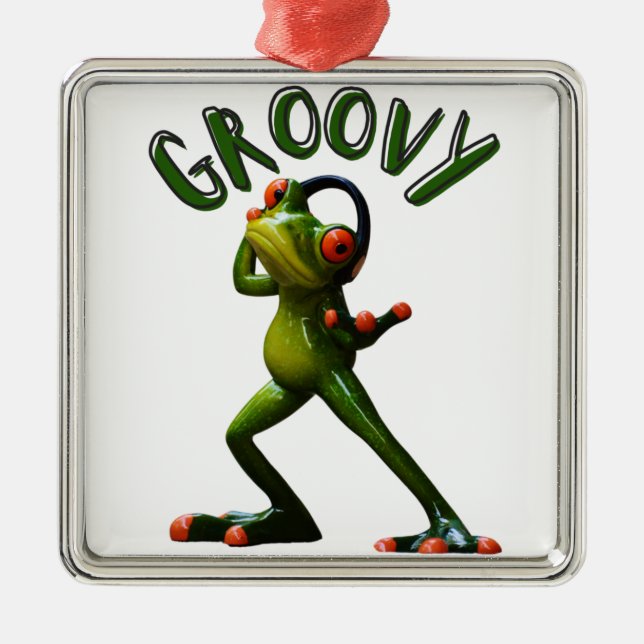 Groovy Green Frog Metal Tree Decoration (Front)