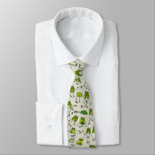 Groovy Green Frogs Hoppin Stick Frog Ribbit Tie