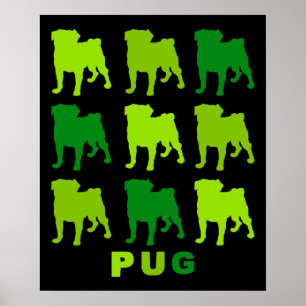 Groovy Green Pugs Poster