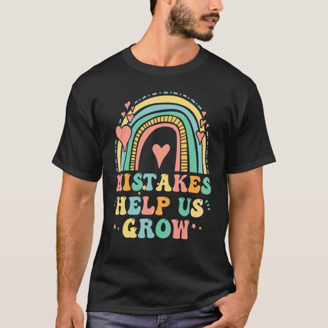 Groovy Growth Mindset Positive Retro Teachers Back T-Shirt (Front)