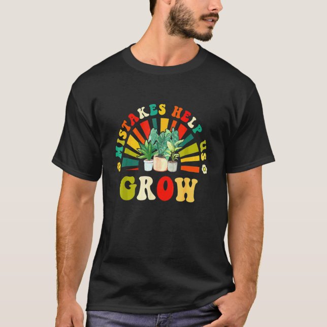 Groovy Growth Mindset Positive Retro Teachers Back T-Shirt (Front)