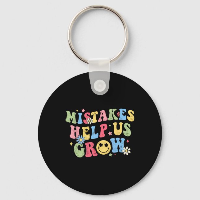 Groovy Growth Mindset Positive Retro Teachers Byck Key Ring (Front)