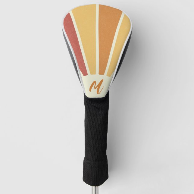 Groovy grunge retro style sunshine design golf head cover (Front)