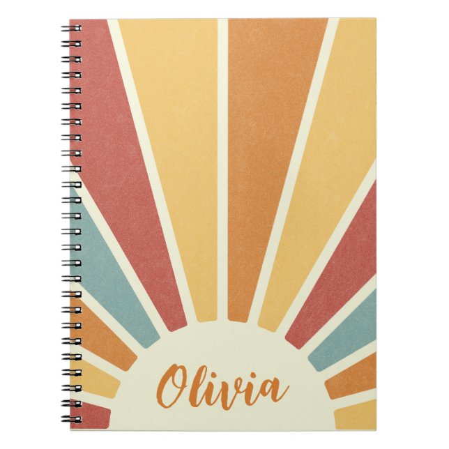Groovy grunge retro style sunshine design notebook (Front)