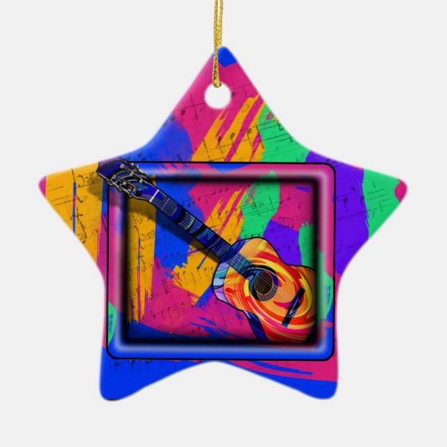 GROOVY GUITAR CERAMIC TREE DECORATION (Front)