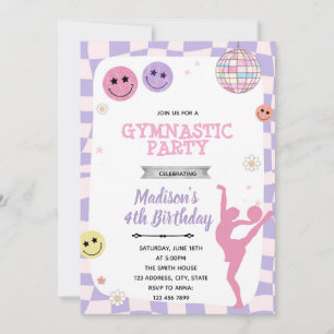 Groovy gymnastic party invitation