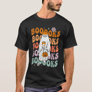 Groovy Halloween Booooks Ghost Hippie Boo Reading T-Shirt