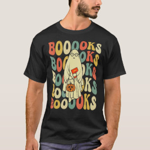Groovy Halloween Booooks Ghost Hippie Boo Reading T-Shirt