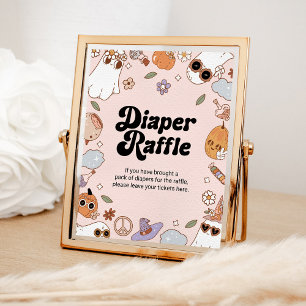 Groovy Halloween Ghost Baby Shower Diaper Raffle Poster