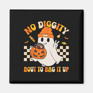Groovy Halloween Ghost Boo No Diggity Bout to Bag Magnet