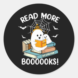 Groovy Halloween Ghost Read More Boooooks Libraria Classic Round Sticker