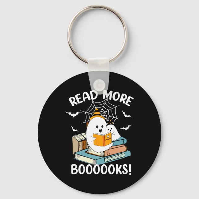 Groovy Halloween Ghost Read More Boooooks Libraria Key Ring (Front)