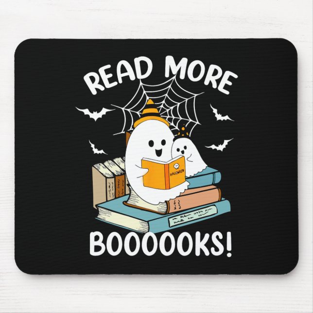 Groovy Halloween Ghost Read More Boooooks Libraria Mouse Mat (Front)