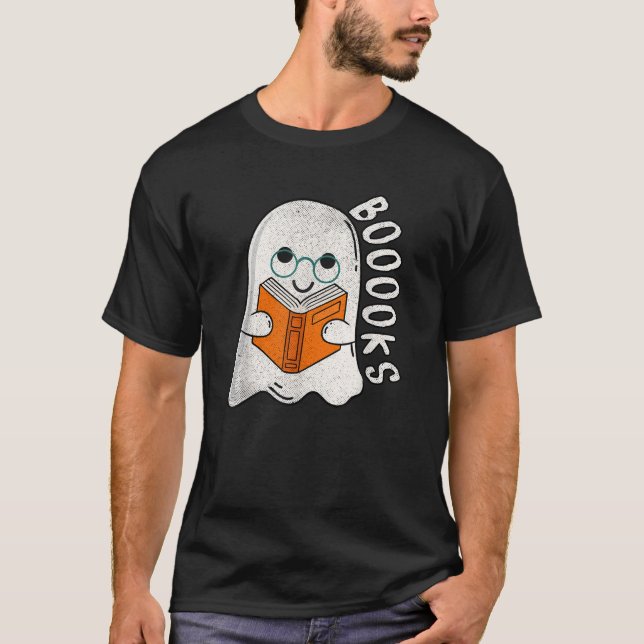 Groovy Halloween Ghost Read More Boooooks Libraria T-Shirt (Front)