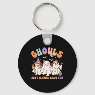 Groovy Halloween Ghouls Just Wanna Have Fun Dancin Key Ring
