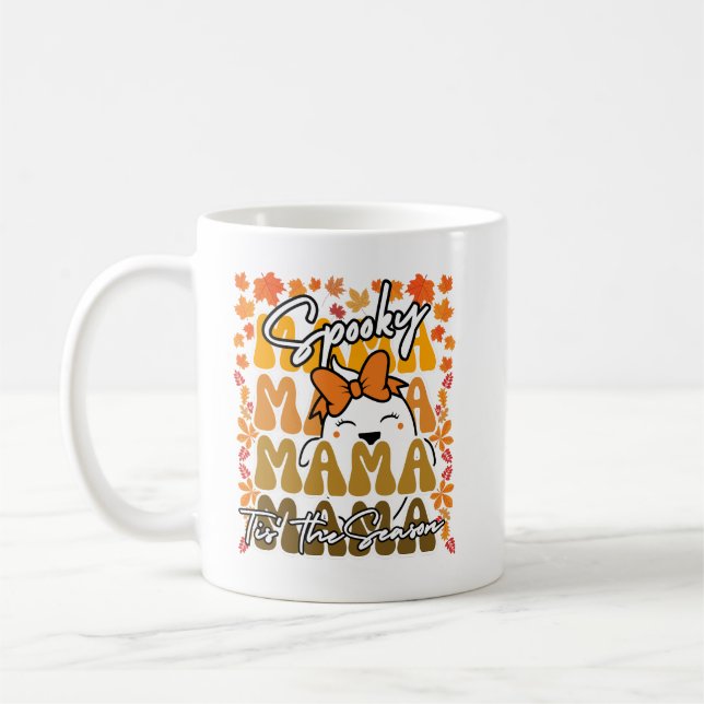 Groovy Halloween Mama  fall cute ghost f funny hal Coffee Mug (Left)