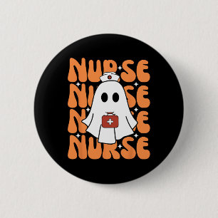 Groovy Halloween Nurse Ghost Funny Nursing Costume 6 Cm Round Badge