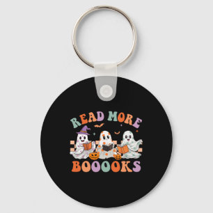 Groovy Halloween Read More Books Floral Ghost Boo  Key Ring