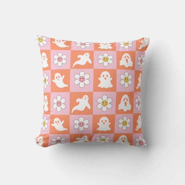 Groovy Halloween Retro Spooky Design Cushion (Front)