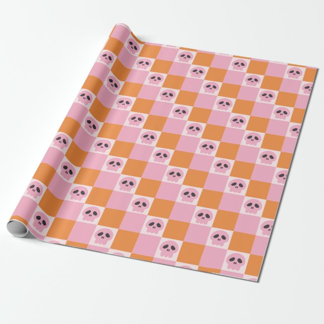 Groovy Halloween Retro Spooky Design Wrapping Paper (Unrolled)