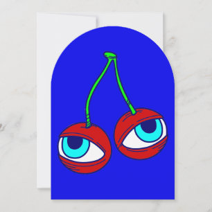 groovy halloween spooky cherry fruit eyes quirky invitation